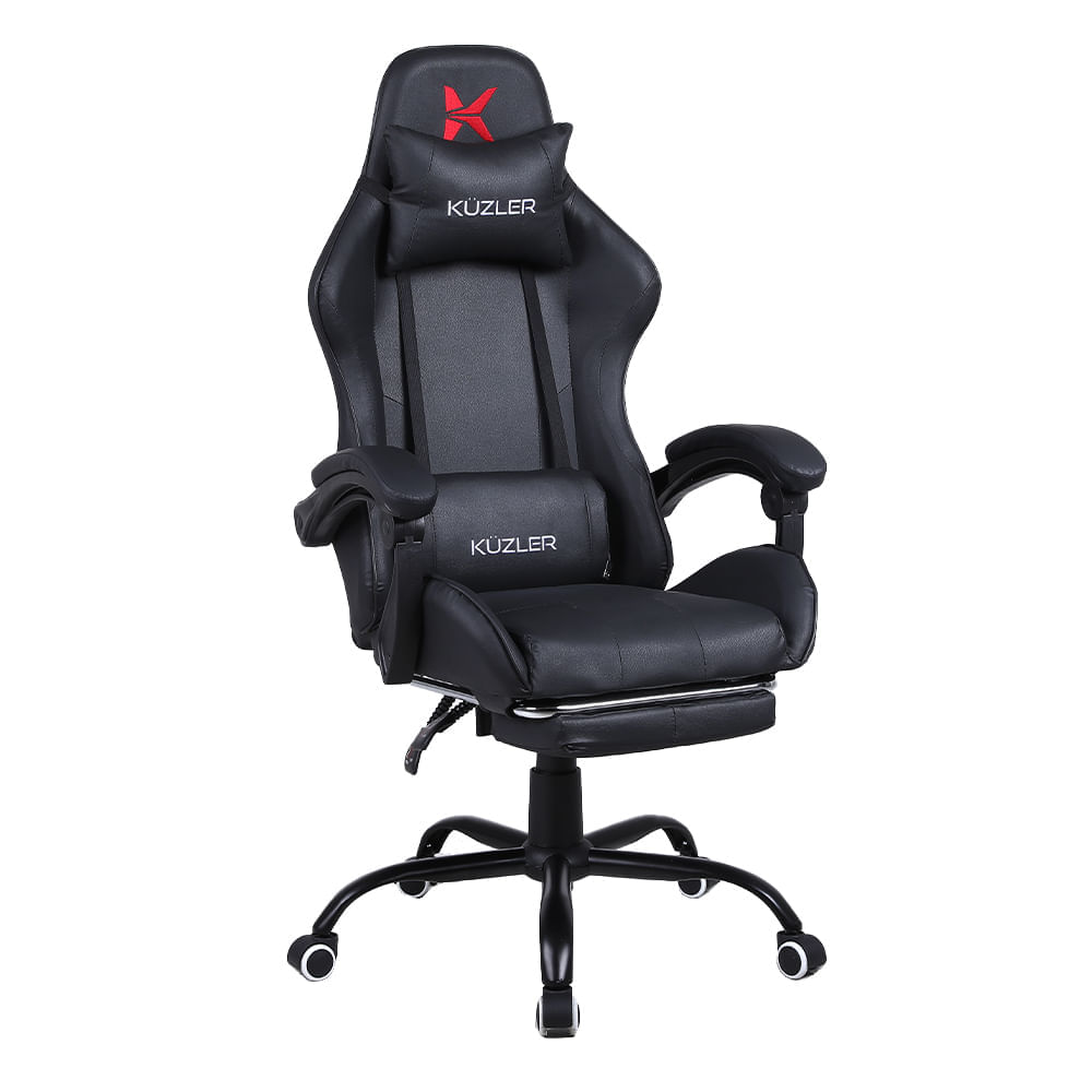 Imagen 2 del producto Silla gamer Kuzler RIK-101N con masajeador lumbar, cuero liso PU, máx 150 kg, inclinación 150°, negro (reempacado)