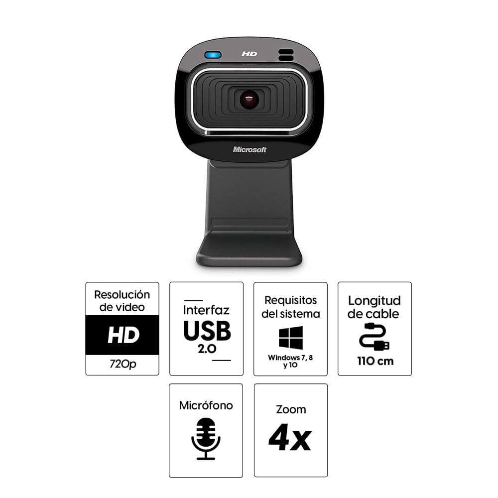Imagen 2 del producto Cámara web Microsoft Lifecam HD-3000 HD 720p, conexión USB, micrófono integrado, negro (reempacado)