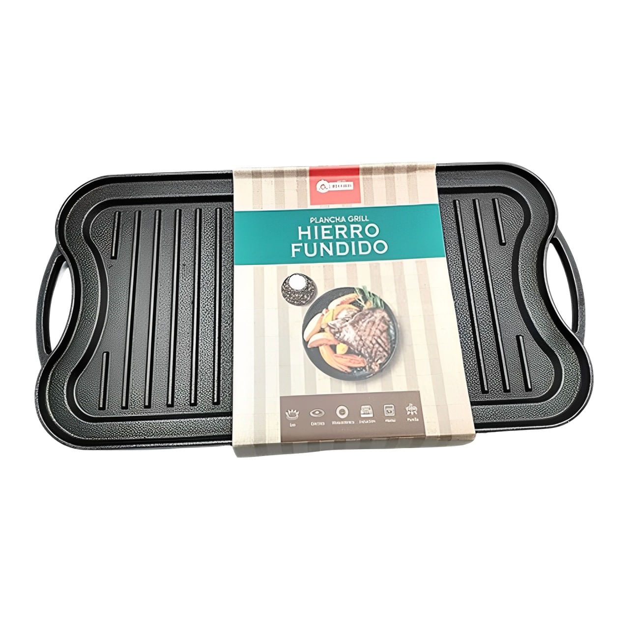 Imagen 2 del producto Plancha grill Record hierro fundido, 51x25cm, asas con diseño ergonómico, negro