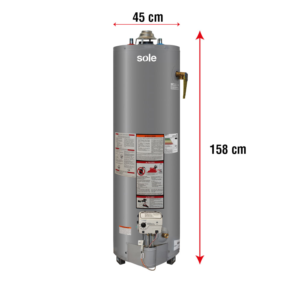 Imagen 2 del producto Termotanque Sole 3121TSA145C 145 litros a/acc, GLP, tipo B, gris