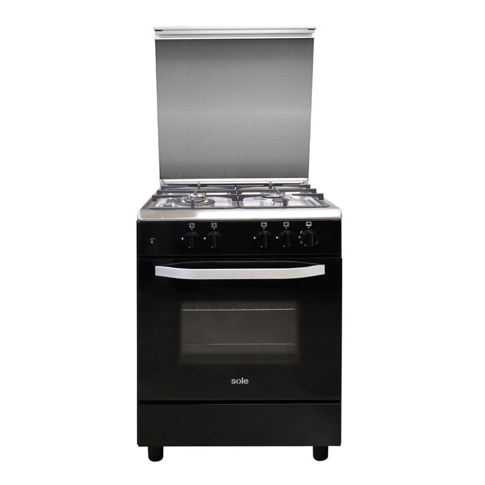 Cocina de pie Sole Cartagena Glp 60 cm, 3.4kw, 4 quemadores, negro