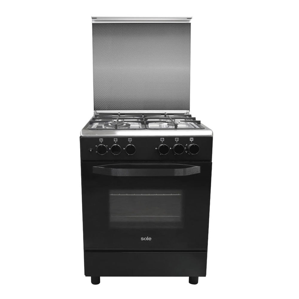 Cocina de pie Sole Bahamas Glp 60cm, 3.4kw, capacidad 80 litros, negro