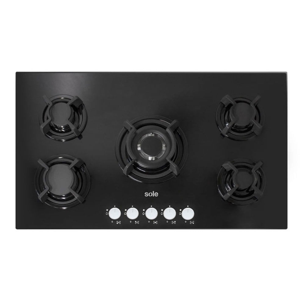 Encimera Sole 3120SOLCO033 86 cm, vidrio templado, encendido eléctrico, negro