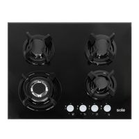 Encimera Sole Vidrio templado 60cm, 4 quemadores, negro S-SOLCO034