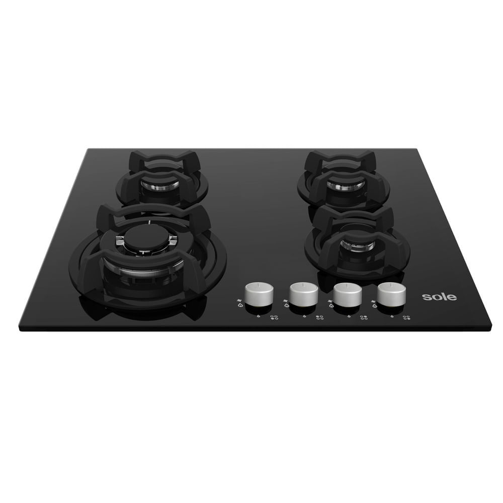 Imagen 2 del producto Encimera Sole Vidrio templado 60cm, 4 quemadores, negro S-SOLCO034