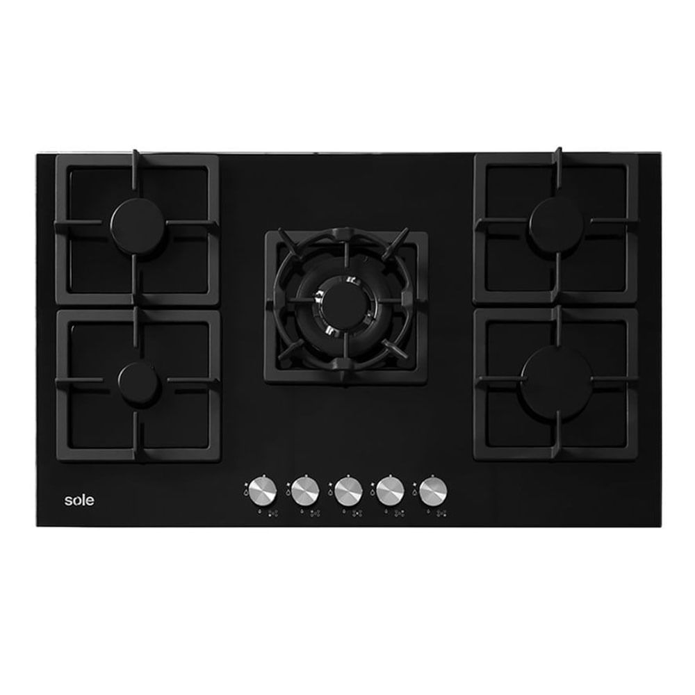 Encimera Sole S-SOLCO041 86 cm, vidrio templado, encendido eléctrico, negro