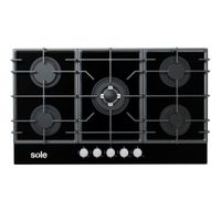Encimera Sole S-SOLCO046V2 86 cm, vidrio templado, encendido eléctrico, negro