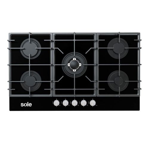 Encimera Sole S-SOLCO046V2 86 cm, vidrio templado, encendido eléctrico, negro