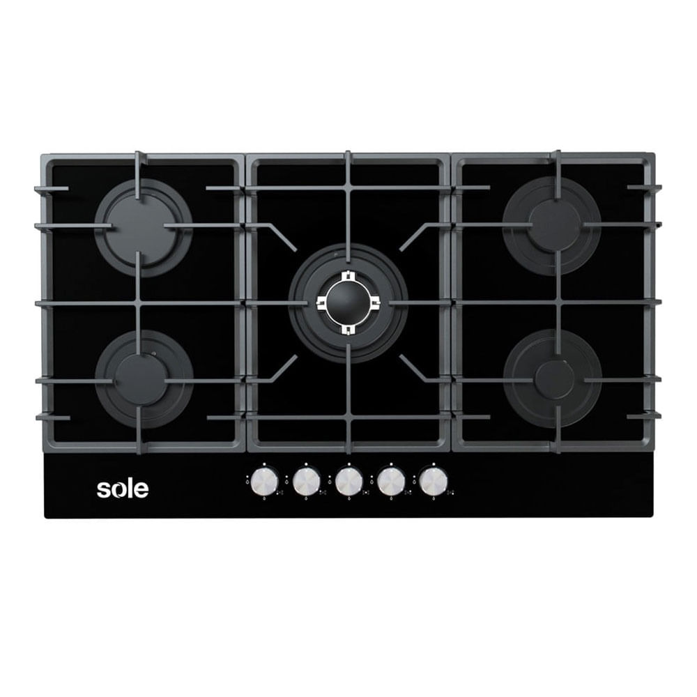 Encimera Sole S-SOLCO046V2 86 cm, vidrio templado, encendido eléctrico, negro