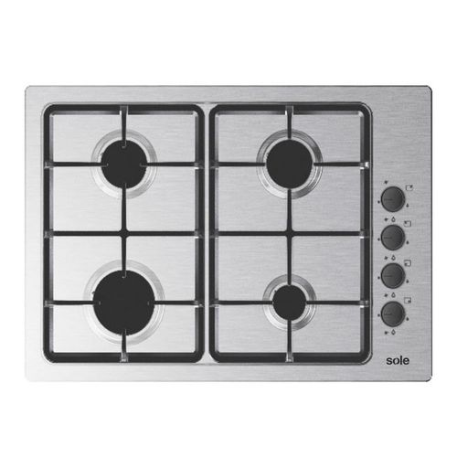 Encimera Sole acero inoxidable 60cm, 4 quemadores, plateado