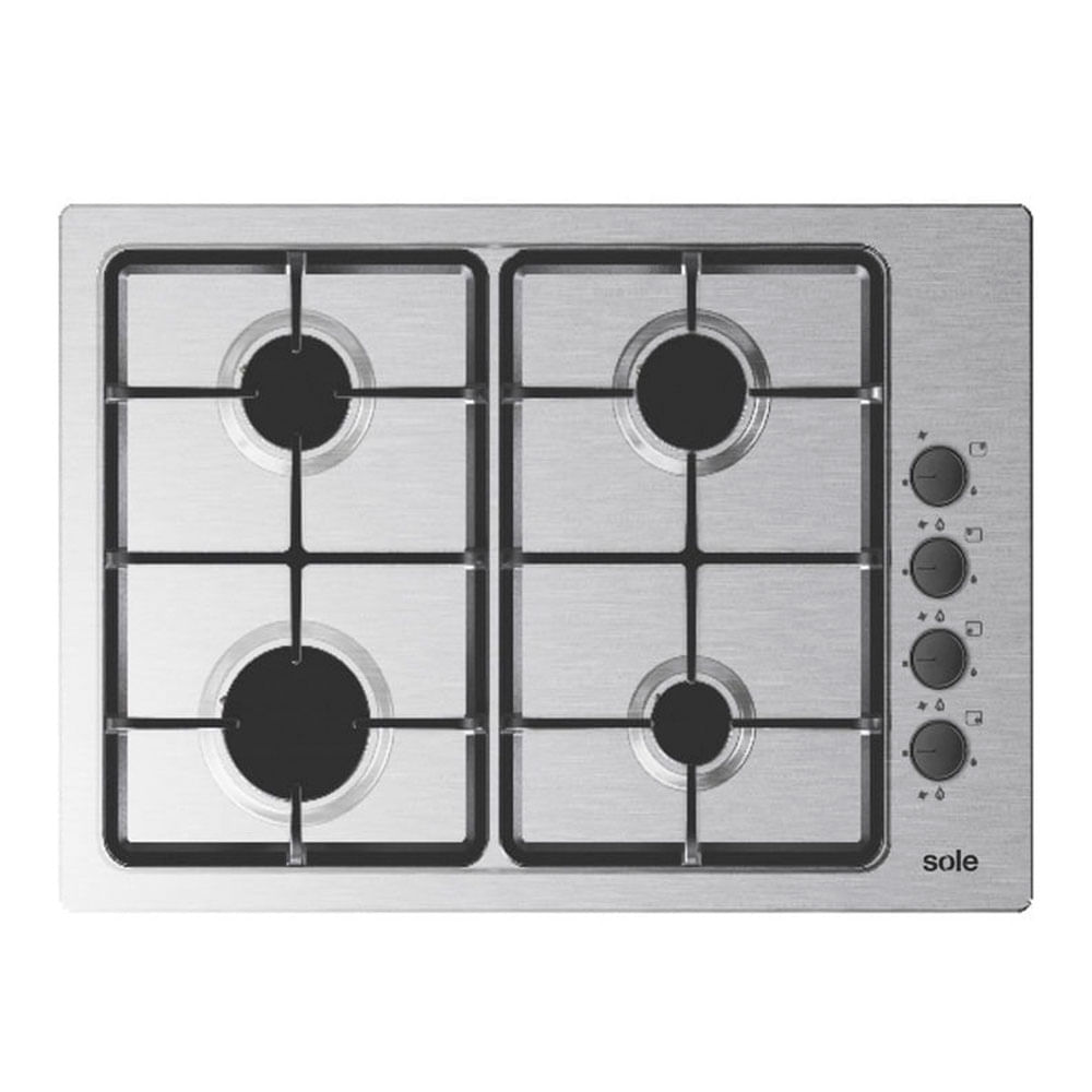 Encimera Sole acero inoxidable 60cm, 4 quemadores, plateado