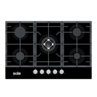 Encimera Sole S-SOLCO058V2 77 cm, vidrio templado, encendido eléctrico, negro