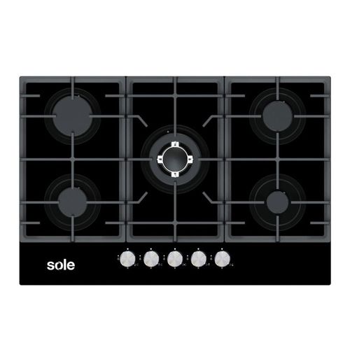 Encimera Sole S-SOLCO058V2 77 cm, vidrio templado, encendido eléctrico, negro