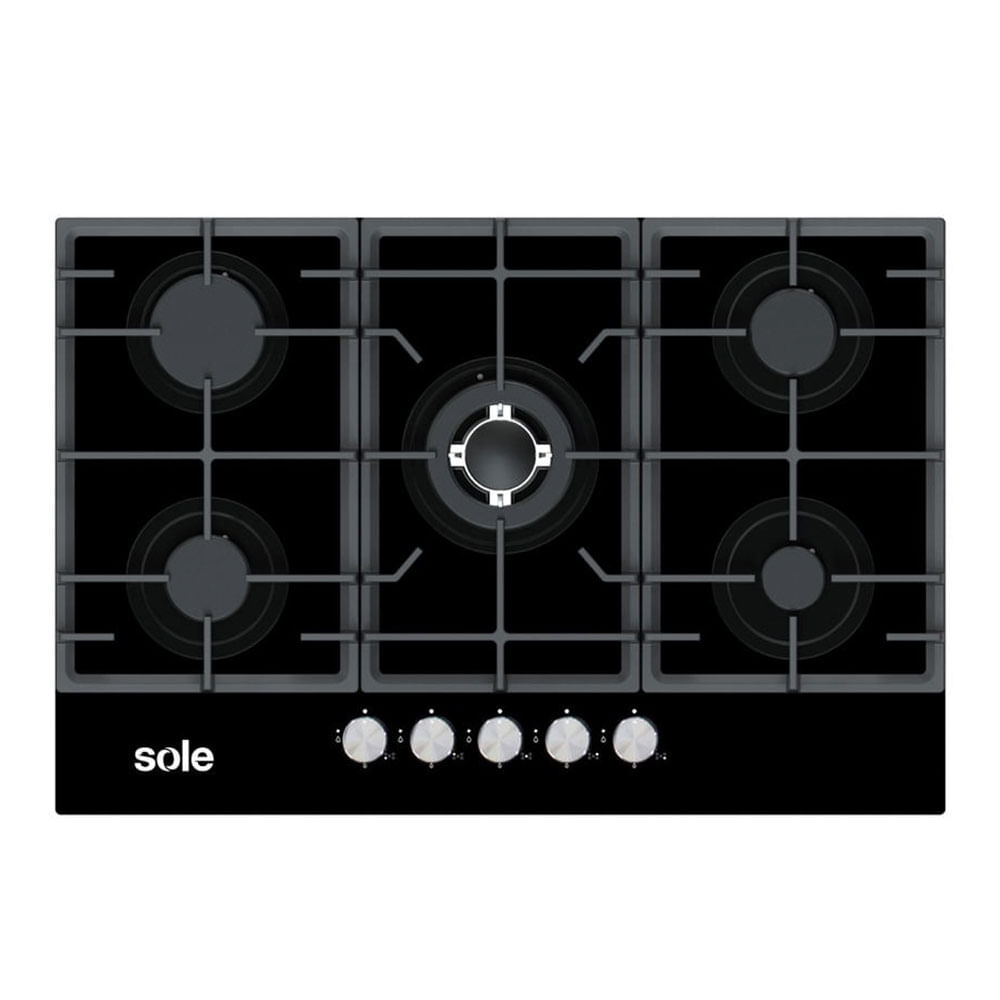 Encimera Sole S-SOLCO058V2 77 cm, vidrio templado, encendido eléctrico, negro