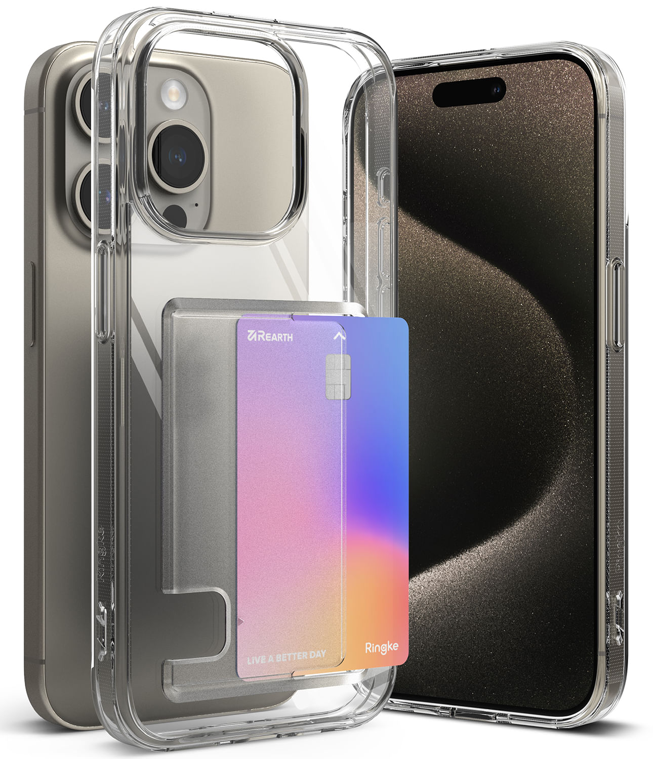 Imagen 1 del producto Case para iPhone 15 Pro Max, fusion card, anti golpes, flexible, transparente