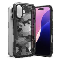 Case para iPhone 16, fusion X, anti golpes, rígido, camuflaje negro