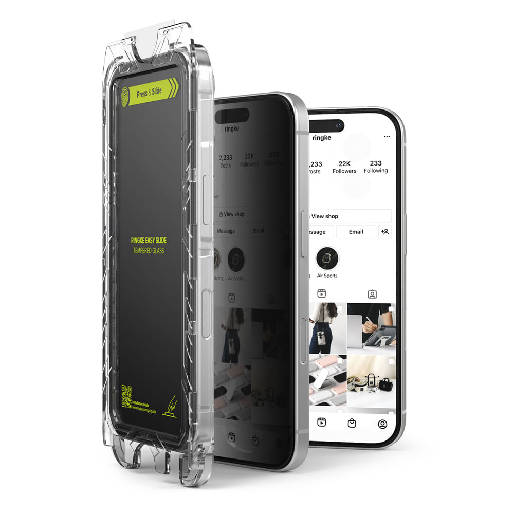 Protector de pantalla anti espía para iPhone 16/15, easy slide con instalador, 2 unidades