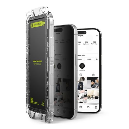 Protector de pantalla anti espía para iPhone 16 pro, easy slide con instalador, 2 unidades