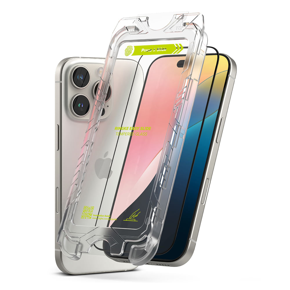 Protector de pantalla para iPhone 16 pro max, easy slide con instalador, 2 unidades