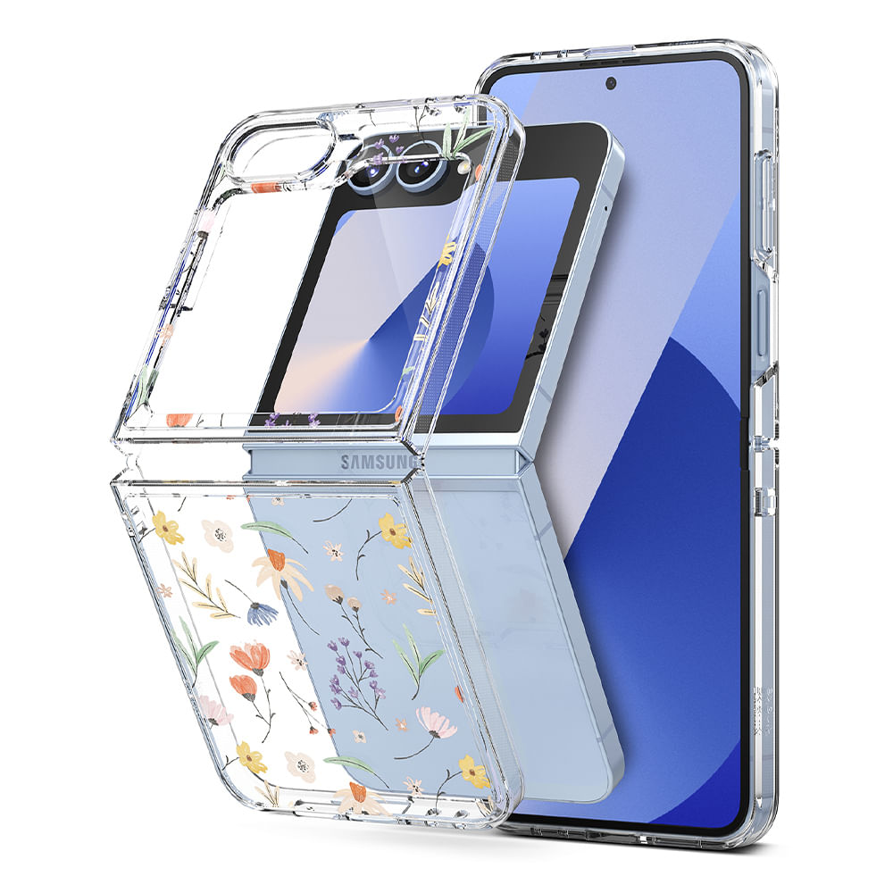 Imagen 2 del producto Case para Samsung Galaxy Z Flip 6, anti golpes, flexible, trasparente con flores
