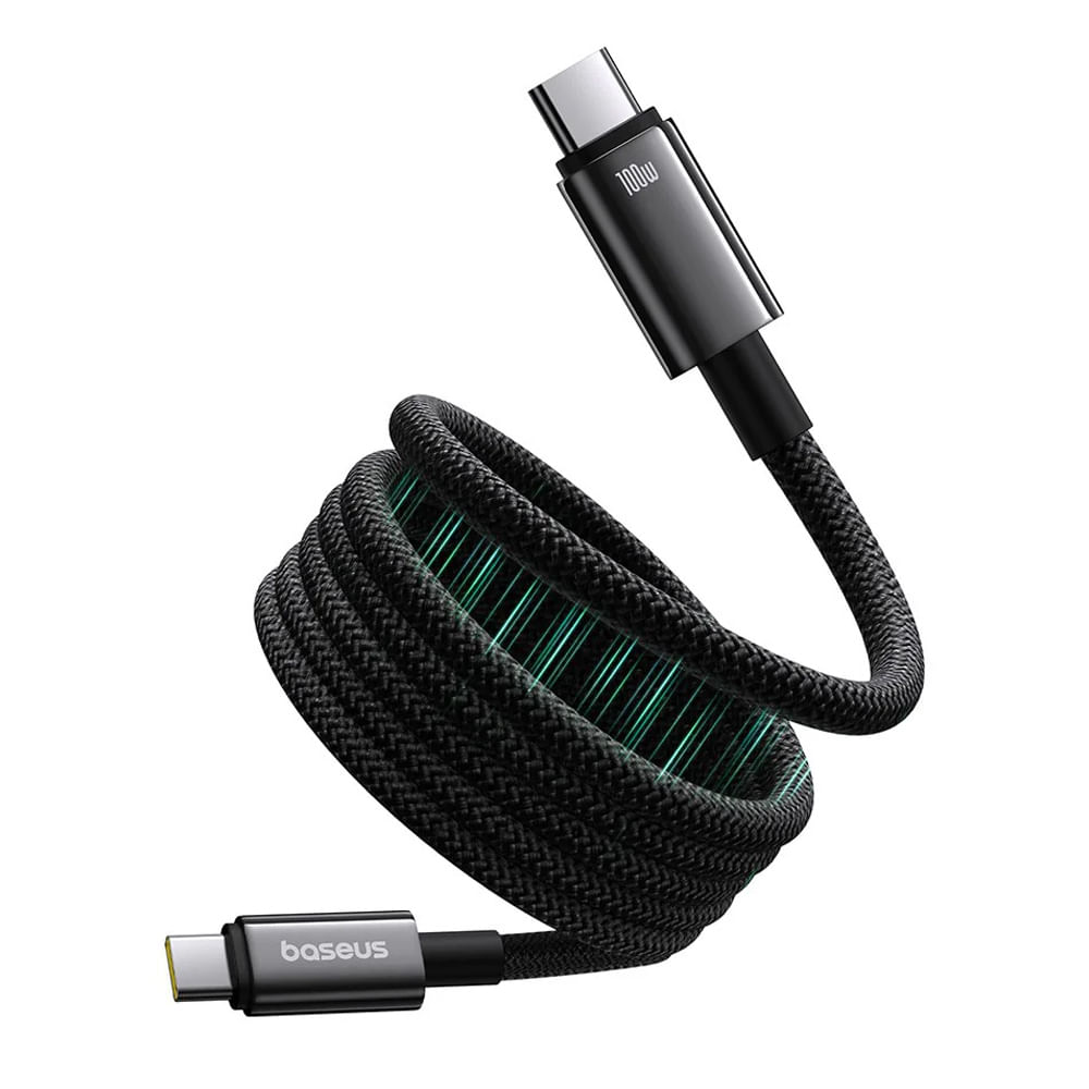 Cable Tipo C a Tipo C Baseus 1 metro, 100W, magnético, negro