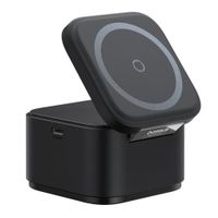 Cargador inalámbrico Baseus, 2 en 1, 25W, para iPhone y iWatch, negro