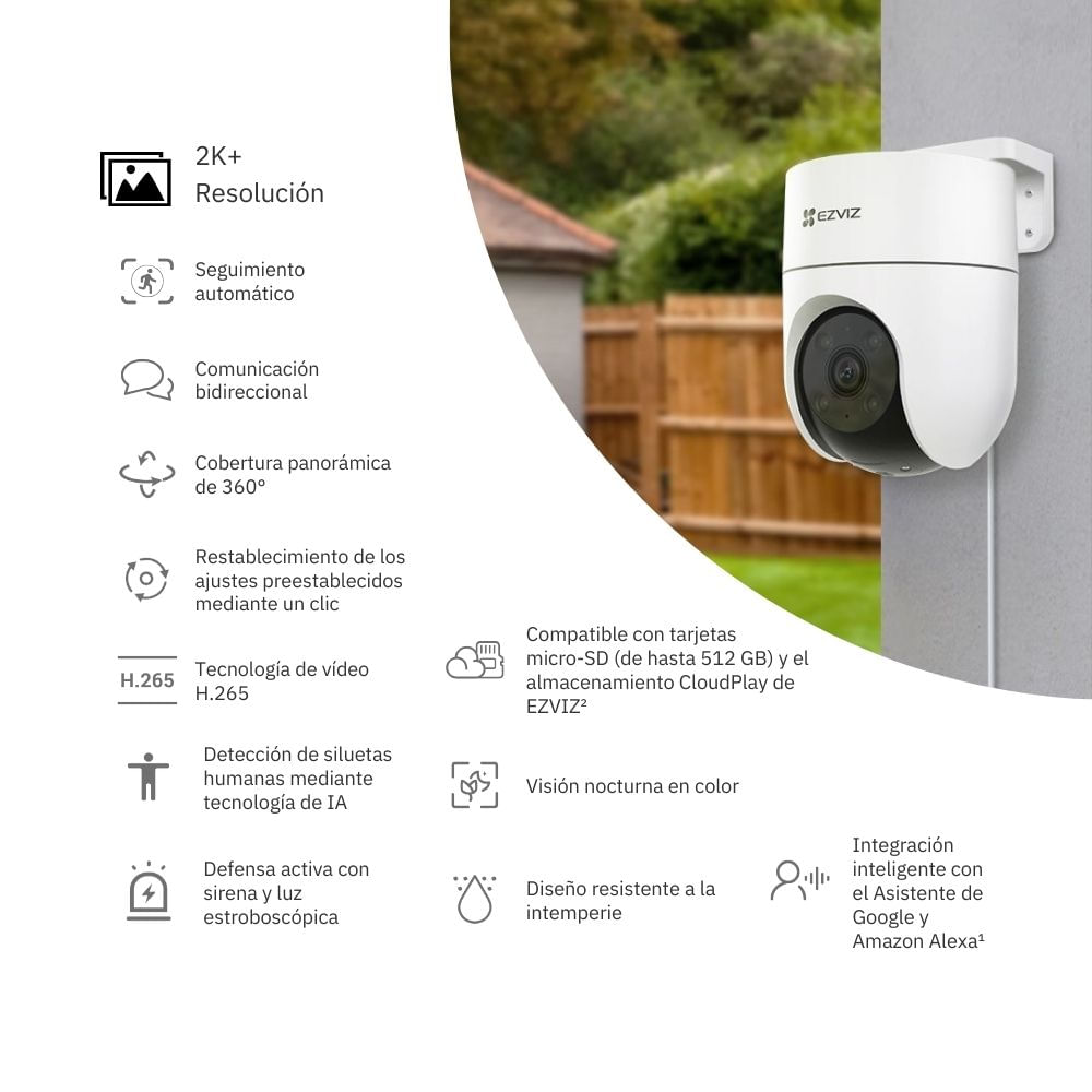 Imagen 2 del producto Kit de cámaras de seguridad Ezviz para exterior H8C Full HD + H8C 2K+ 4MP + Micro SD 128gb - Blanco