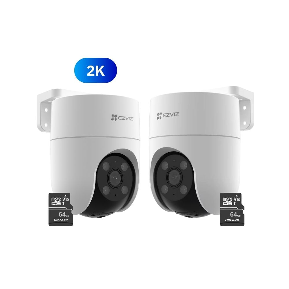Kit de cámaras de seguridad Ezviz para exterior H8C Full HD + H8C 2K+ 4MP + Micro SD 64gb - Blanco