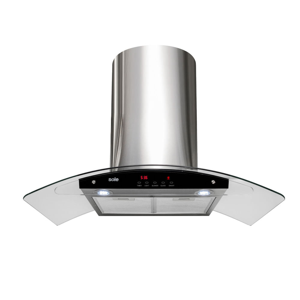 Campana extractora Sole Venus Plus 1 motor 228w, 90 cm, 3 niveles de absorción, plateado