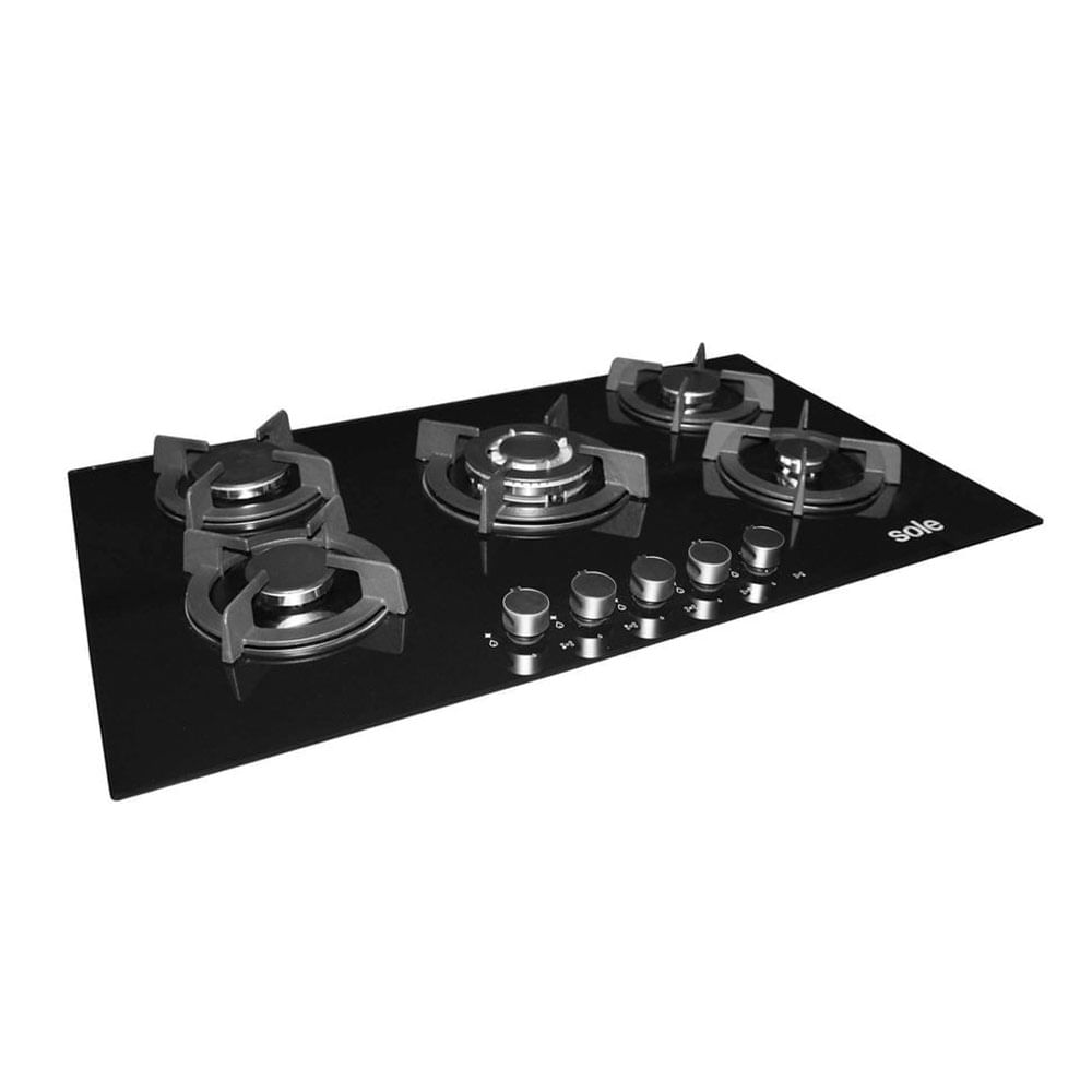 Imagen 2 del producto Encimera Sole S-SOLCO069 90 cm, vidrio templado, 5 quemadores, negro