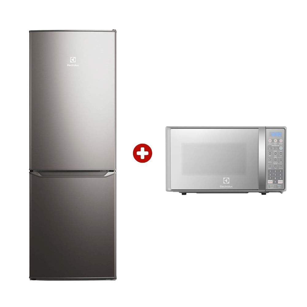 Combo Electrolux: Refrigerador ERB162HS Frost Bottom Freezer 166 litros, gris + Microondas EMDO20S2GSRUG 600w, 20 litros, plateado