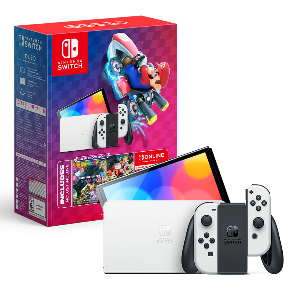 Consola Nintendo Switch Oled Bundle blanco con Juego digital Mario Kart 8 Deluxe