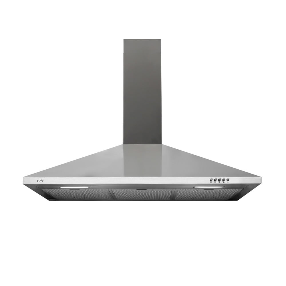 Campana extractora Sole Prisma 1 motor 210W, 90 cm, 3 niveles de absorción, plateado