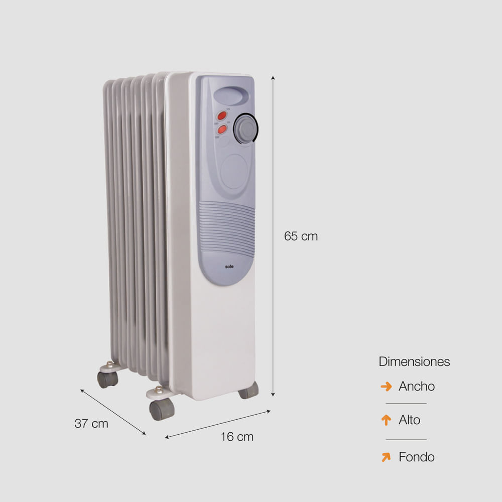 Imagen 2 del producto Estufa de aceite Sole 1500W, 7 celdas, gris
