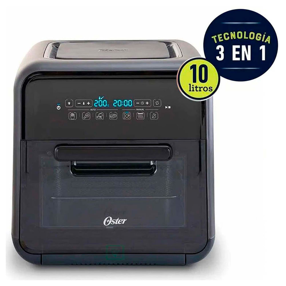 Super freidora de aire Oster CKSTAFOV3 2000w, 10 litros, panel digital, negro