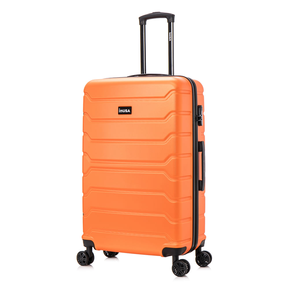 Maleta de bodega InUSA Trend 28", 4 ruedas dobles 360°, cerradura de combinación TSA, ABS liviano, naranja