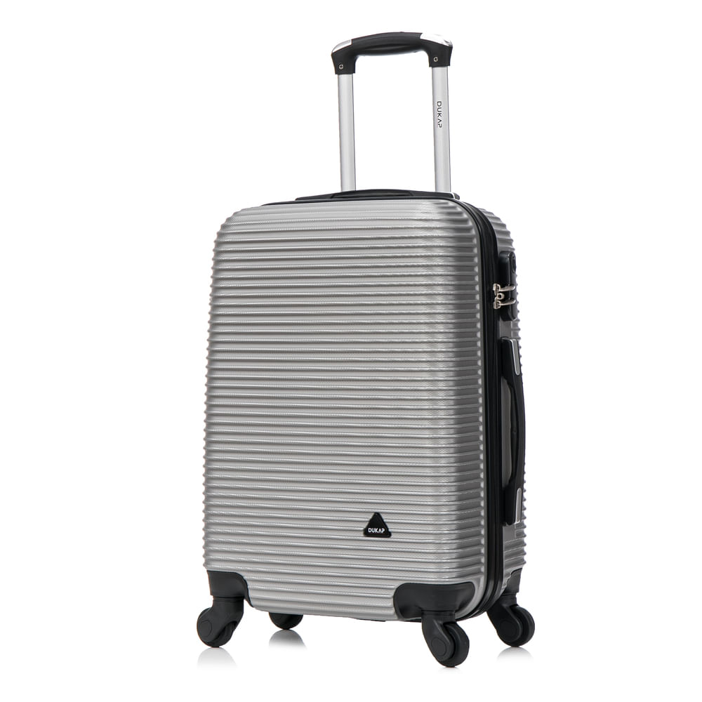 Maleta de cabina Dukap Royal plateada, 51 cm, 10 kg, ruedas 360°, ABS resistente, cerradura 3 dígitos