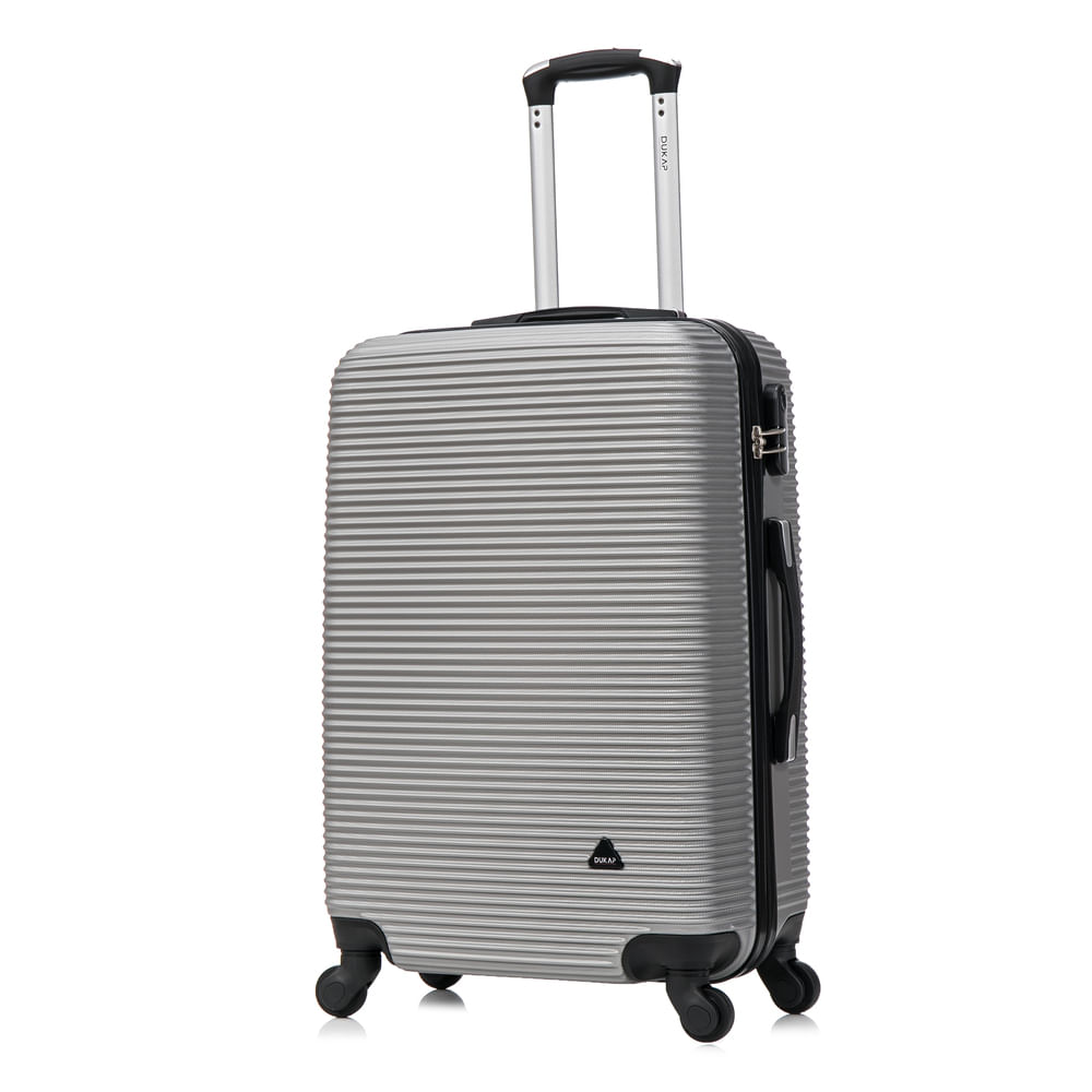 Maleta de bodega Dukap Royal 24", 4 ruedas 360°, cerradura de combinación, ABS resistente, plateado