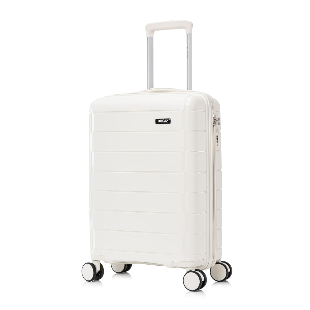 Maleta de cabina Dukap Monaco, 4 ruedas dobles, capacidad 10 kg, blanco