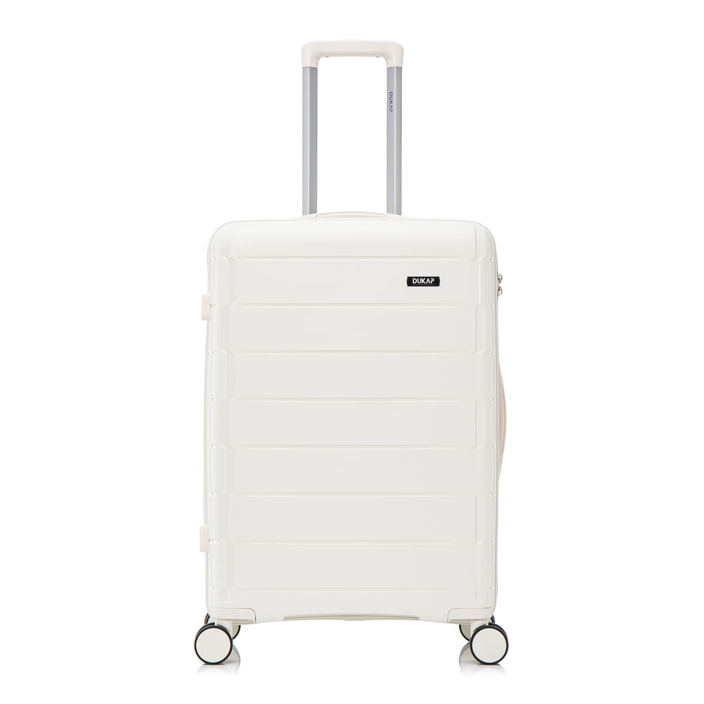 Imagen 2 del producto Maleta mediana Dukap Monaco blanca, 60 cm, 4 ruedas 360°, 15 kg, liviana, con cerradura TSA y sistema autoportante