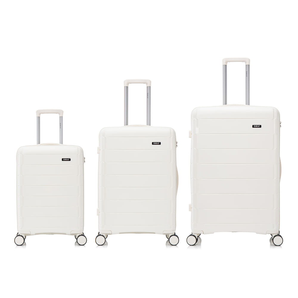 Imagen 2 del producto Combo: Maletas Dukap Monaco set 3 piezas, 51/61/71 cm, ruedas 360°, TSA, polipropileno, livianas, color blanco