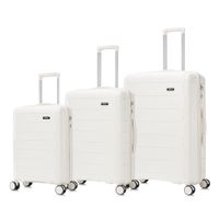 Combo: Maletas Dukap Monaco set 3 piezas, 51/61/71 cm, ruedas 360°, TSA, polipropileno, livianas, color blanco