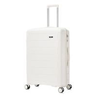 Maleta grande Dukap Monaco 71 cm, 4 ruedas dobles 360°, TSA, polipropileno, ultra liviana, blanco
