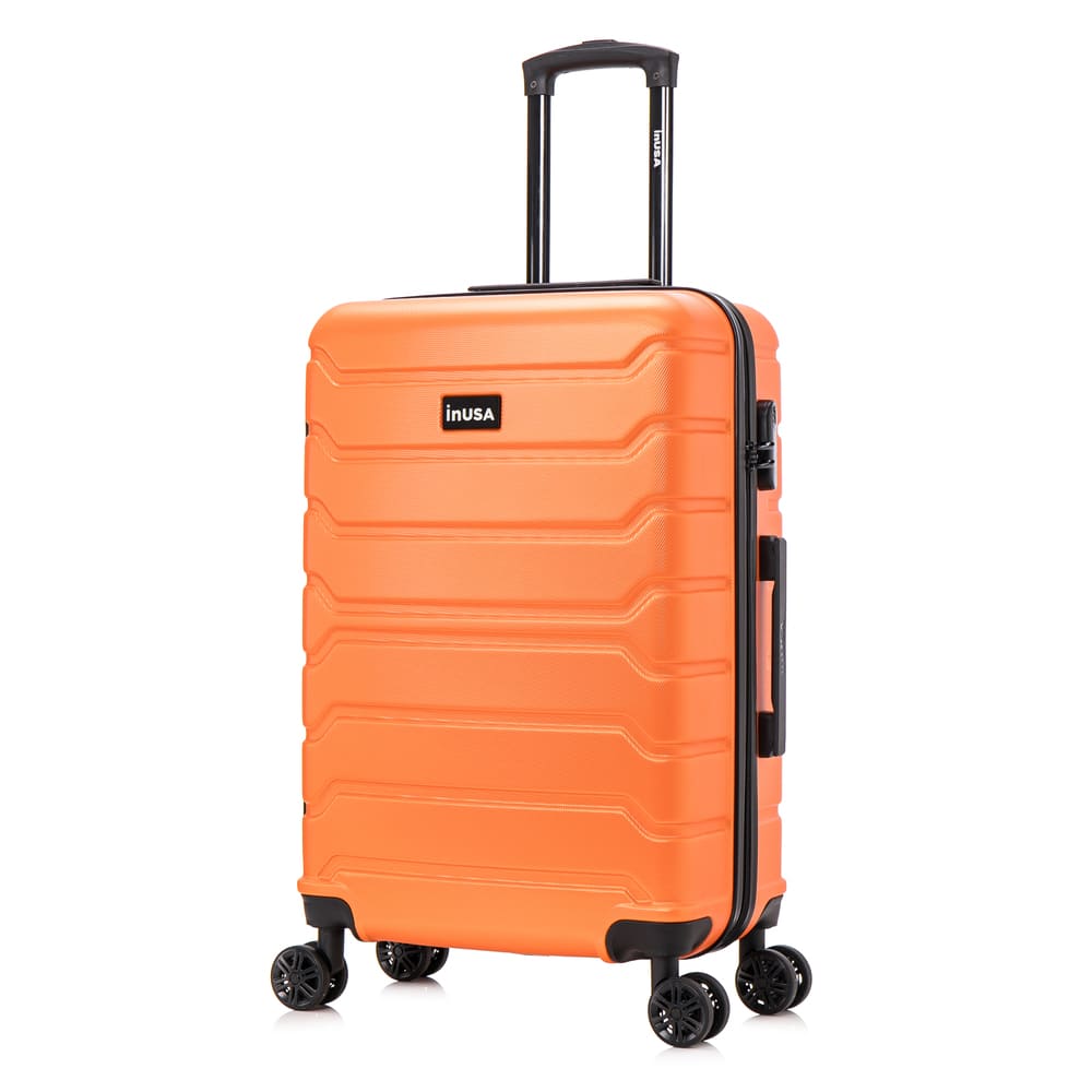 Maleta mediana InUSA Trend 15kg, ABS resistente, ruedas 360°, cerradura 3 dígitos, asas ergonómicas gel, naranja