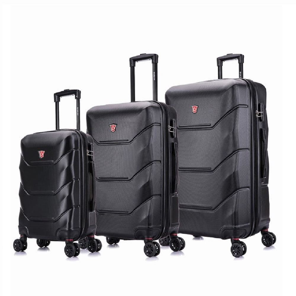 Combo: Maletas de viaje Dukap Zonix, set 3 piezas 51/61/71 cm, ABS, ruedas 360°, combinación, negro