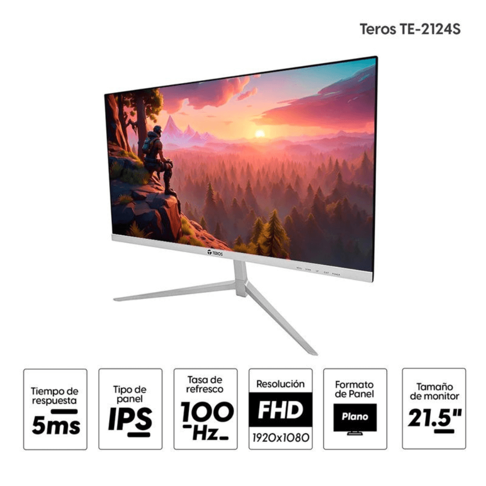 Imagen 2 del producto Monitor plano 21.45"" Teros TE-2124S Panel IPS, FHD (1920 x 1080), 100Hz, 5ms, entradas HDMI/VGA