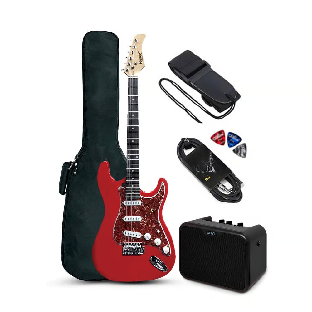 Guitarra Electrica Strato Red RD + Amplificador Joyo MA-10E