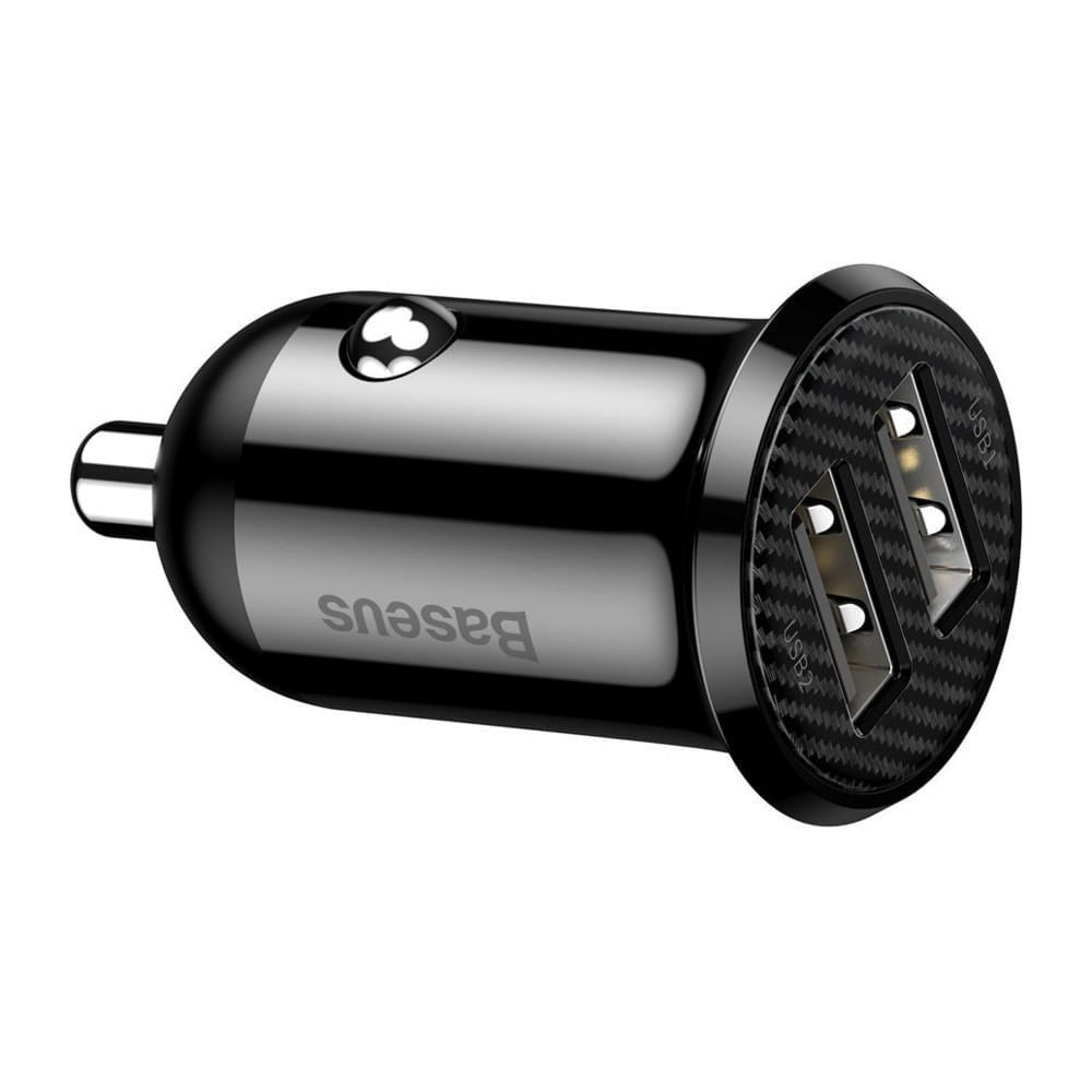 Imagen 2 del producto Cargador de auto Baseus Pro dual, 2 puertos usb, 28W, carga rápida, negro (reempacado)