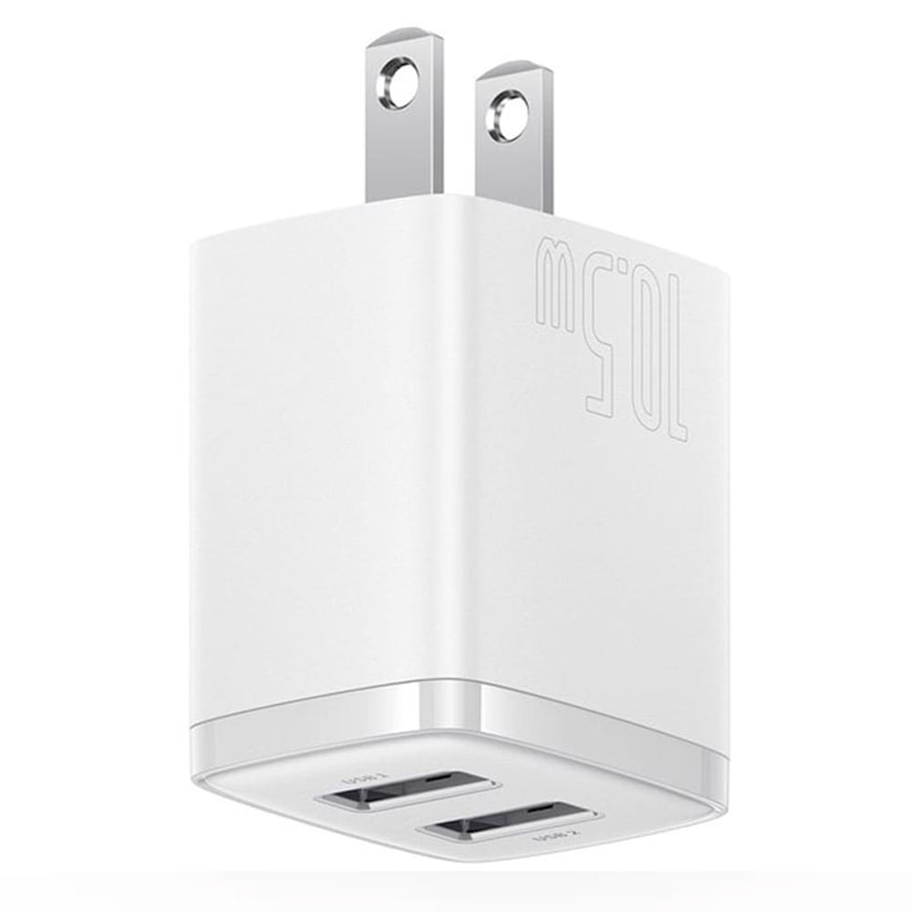 Imagen 2 del producto Cargador de pared Baseus dual, 2 puertos usb, 10.5W, blanco (reempacado)