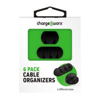 Pack de 6 organizadores de cables Charge Worx, negro (reempacado)